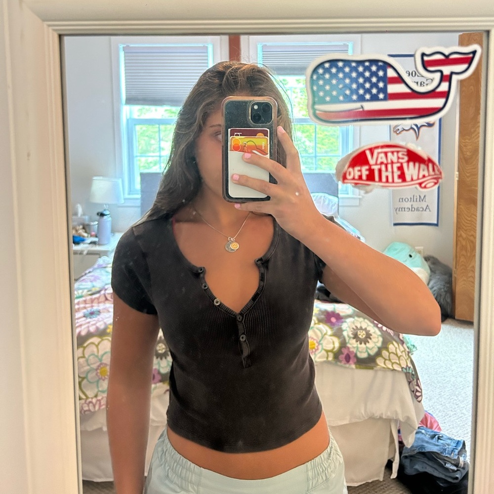 Pacsun Dark Purple button up crop top